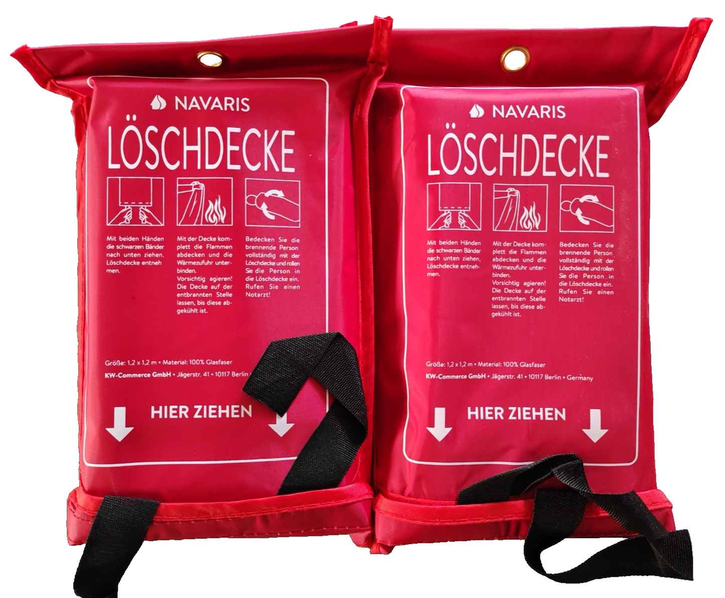 Navaris Löschdecke 2er Set 120x120cm Glasfaser Feuerdecke Brandschutzdecke C01