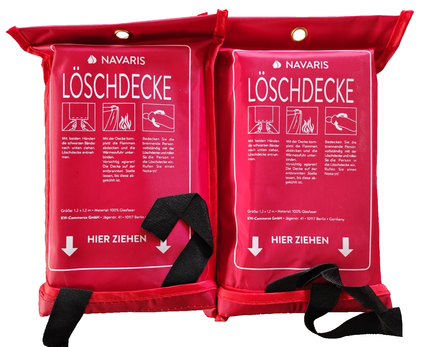 Navaris Löschdecke 2er Set 120x120cm Glasfaser Feuerdecke Brandschutzdecke C01