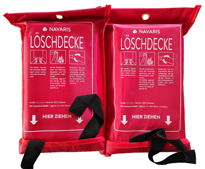 Navaris Löschdecke 2er Set 120x120cm Glasfaser Feuerdecke Brandschutzdecke C01