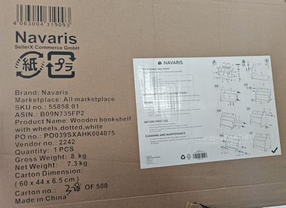 Navaris Kinder Bücherregal Weiß mit Rollen Bücherständer Spielzeug Organizer HA8