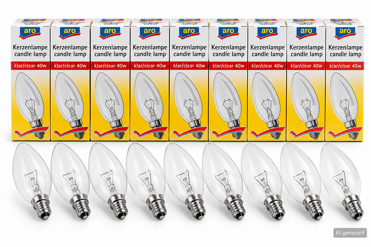 aro 9x Kerzenlampe 40W E14 Klar Glühbirnen Kerzenform Glühlampen HA34