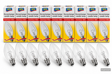 aro 9x Kerzenlampe 40W E14 Klar Glühbirnen Kerzenform Glühlampen HA34