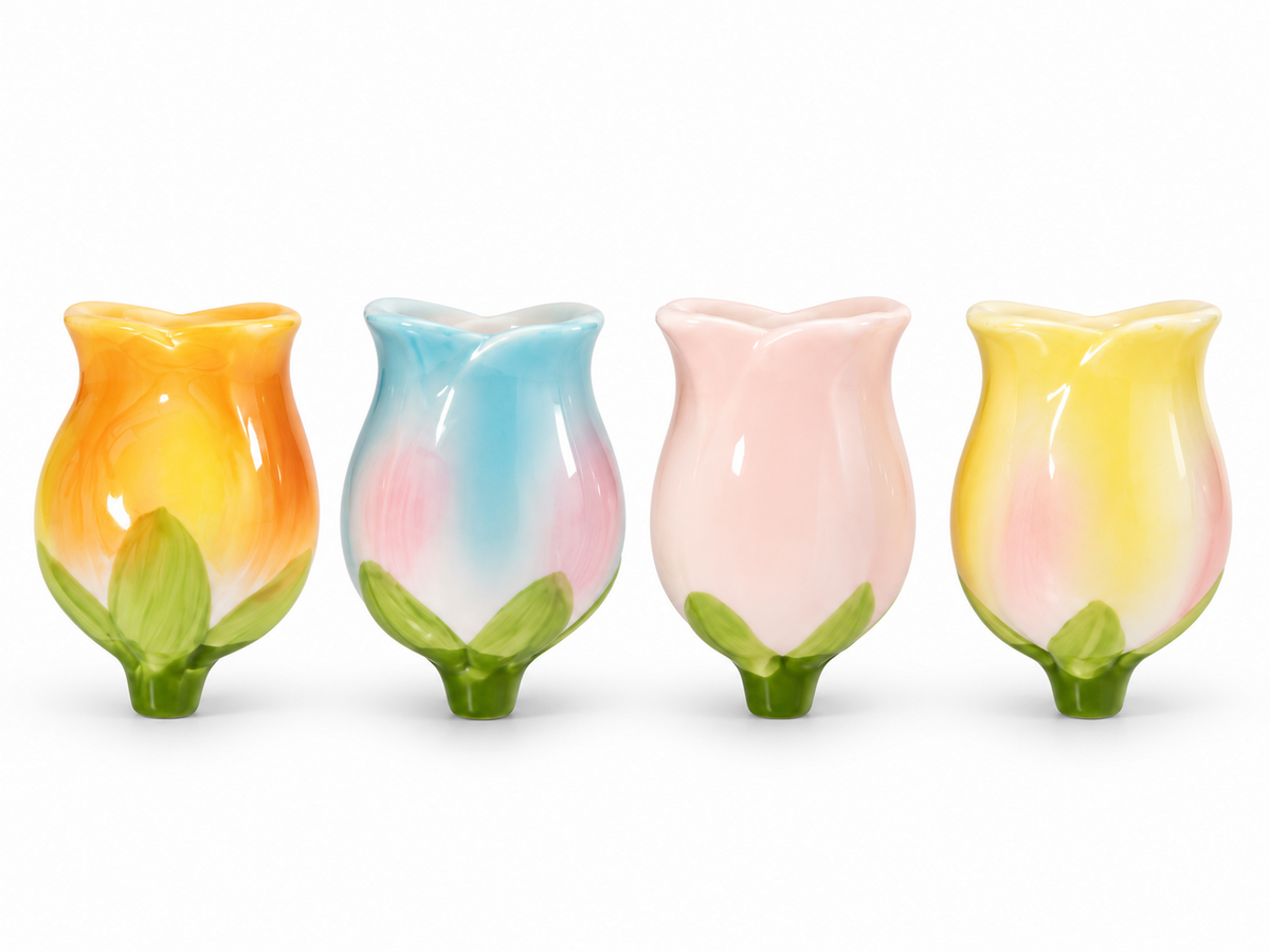 My Flair Blumenglöckchen 4er Set Keramik Blumen Anhänger Frühlingsdeko C6