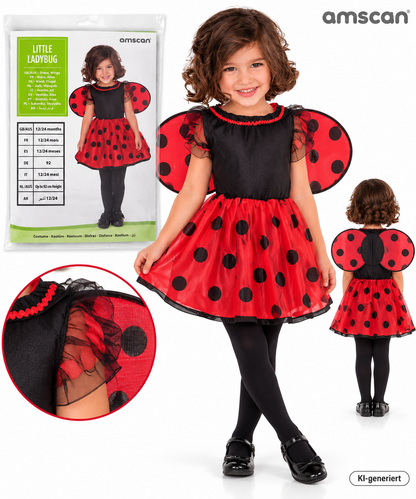 Amscan Little Ladybug Marienkäfer Kostüm Mädchen Gr. 92 12-24 Monate Kleid