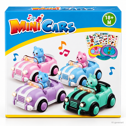 Mini Cars RC Auto ferngesteuert Musik Licht Tierfigur ab 18 Monate Rosa D4