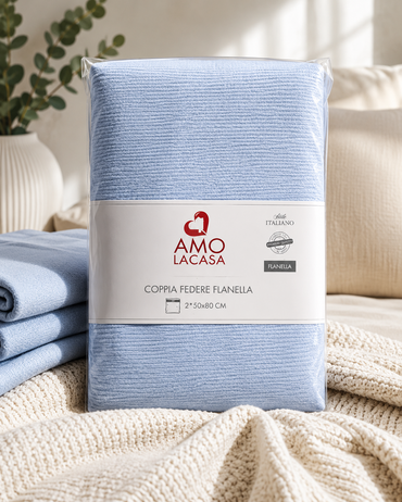 Amo LaCasa Flanell Kissen Hellblau 2 Stück 50x80cm Schlafkissen Bett