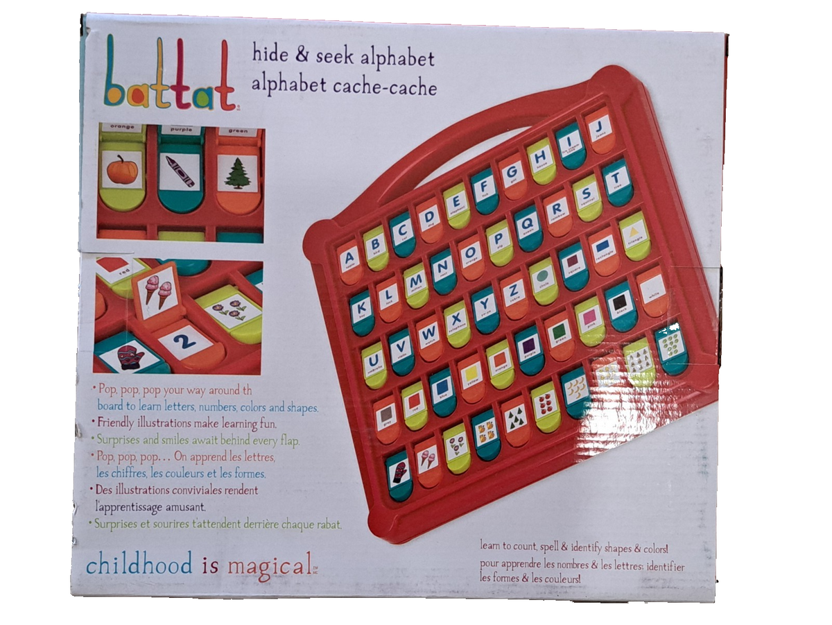 Battat Hide & Seek Alphabet Lernspiel Englisch ABC Zahlen Farben 50 Klappen  D6