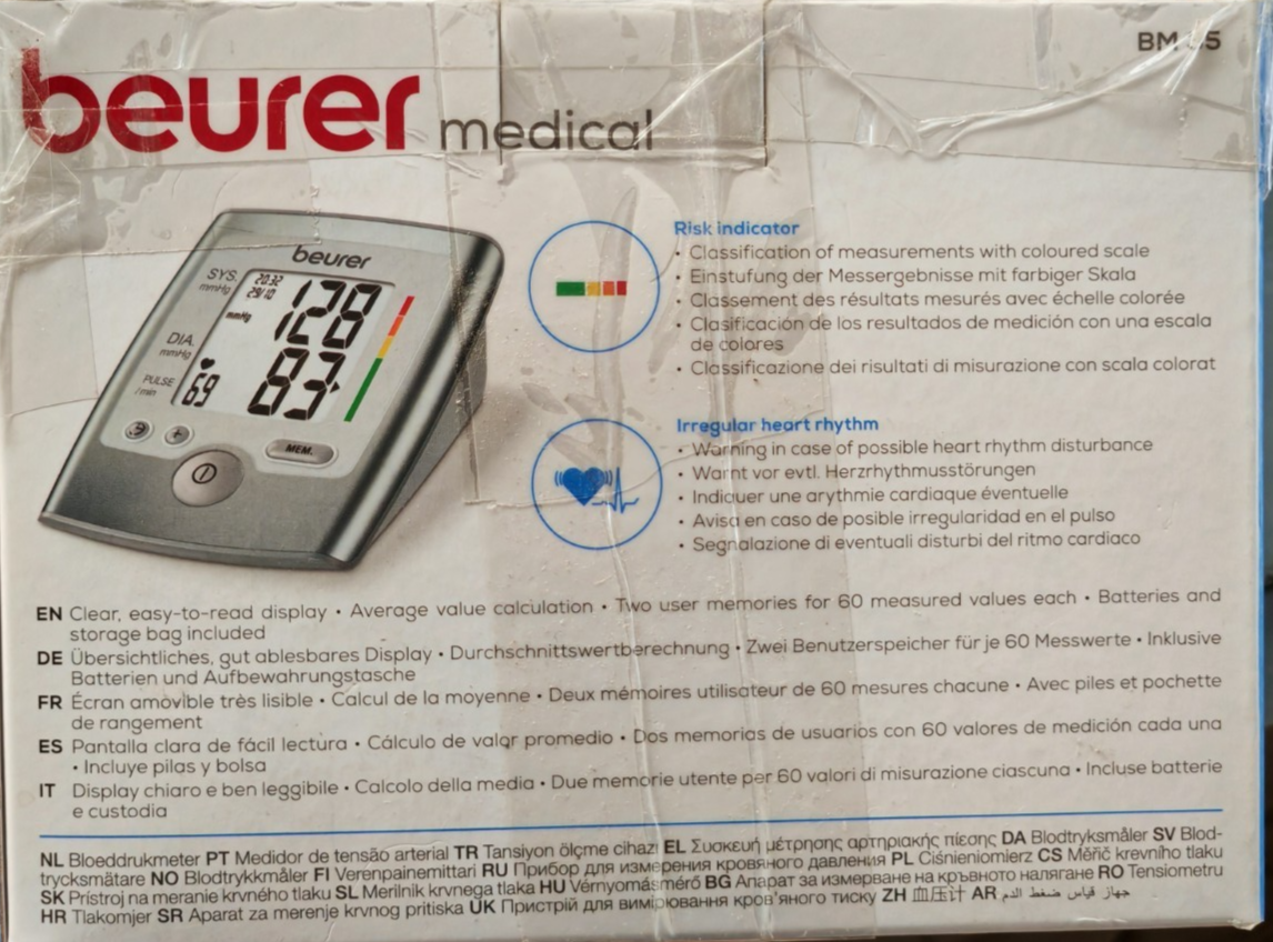 Beurer BM35 Oberarm Blutdruckmessgerät Arrhythmie Risikoindikator Speicher C04