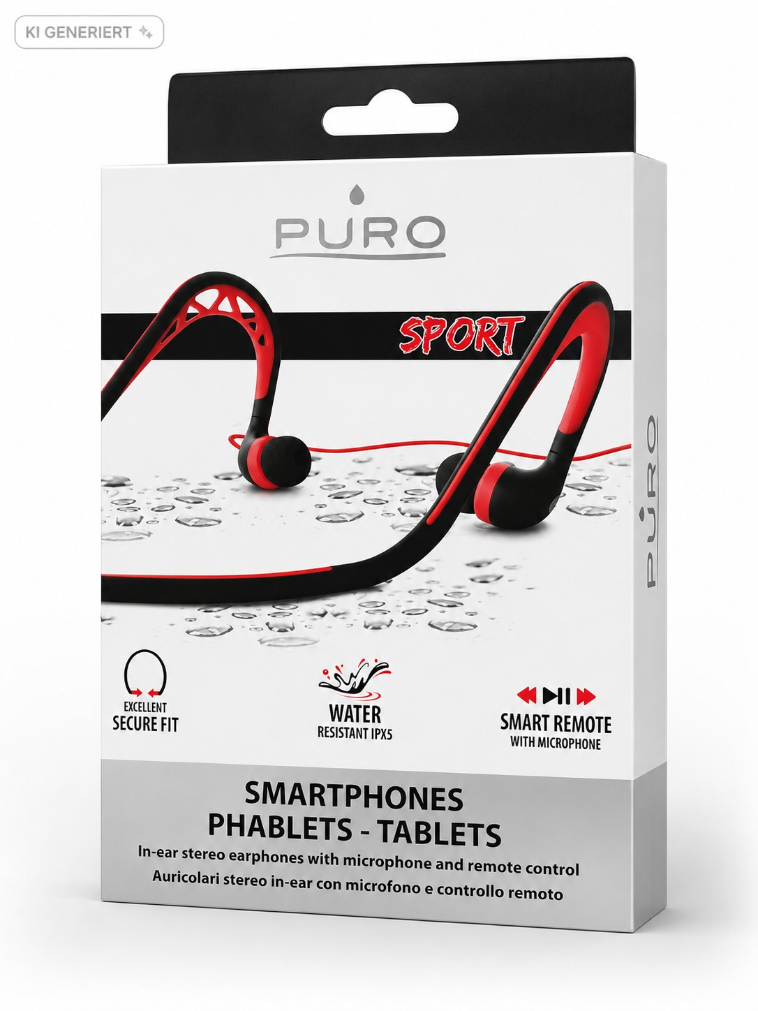 PURO In-Ear Stereo Kopfhörer Fuchsia Wasserabweisend Earphones Headset Sport A8
