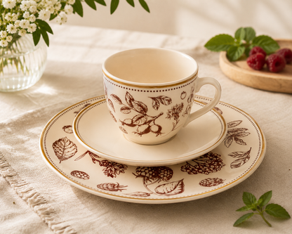 Weltbild Rubin Garten Kaffeeservice 12tlg Porzellan Tassen Teller Blumen HA17