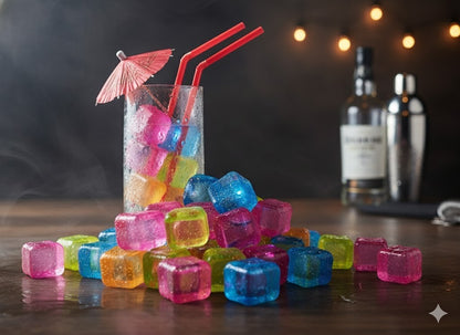 Trendsforever 50 Mehrwege-Eiswürfel Bunte Farben Eiswürfelformen