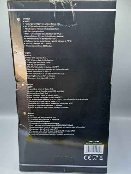 DMS CM-900B Filter Kaffeemaschine, 12 Tassen, Edelstahl, neuwertige Retoure