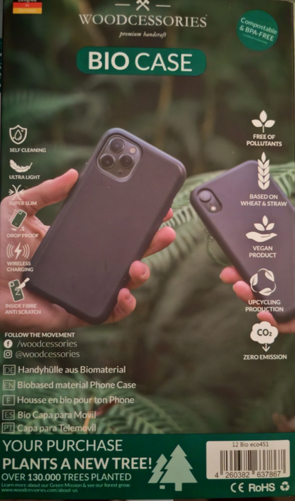 Woodcessories Bio Case iPhone 12 Mini 5,4" Schwarz Hülle Antibakteriell ECO45 A9
