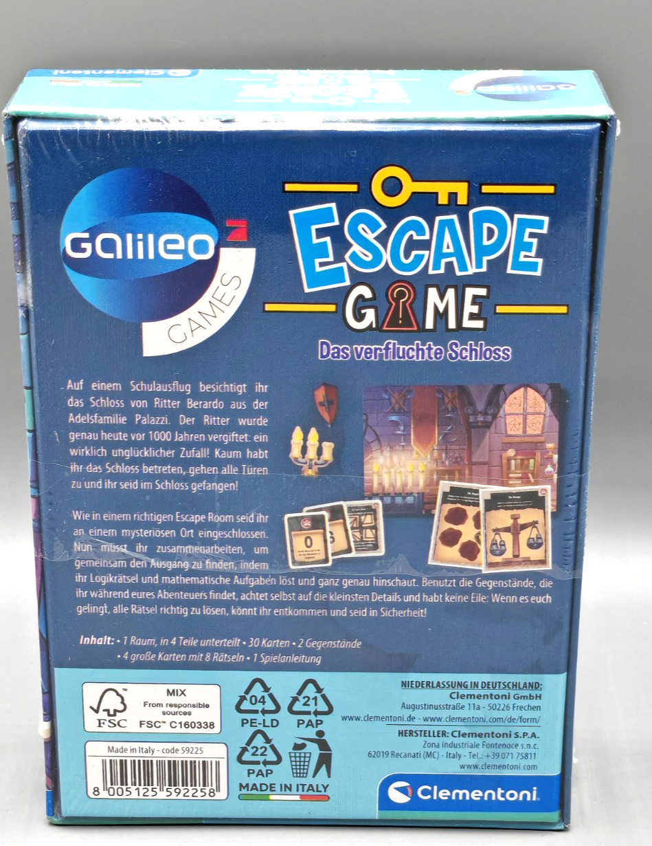 Clementoni Galileo Escape Game Das verfluchte Schloss Rätselspiel ab 8 Jahre D6