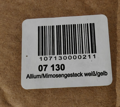 Künstliches Blumengesteck Allium Mimose Rosen Gelb Weiß Deko Vase 30 cm