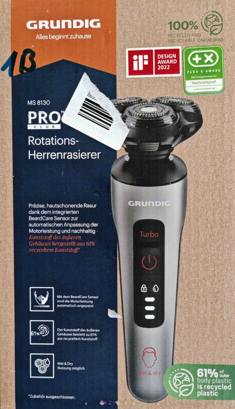 GRUNDIG Herrenrasierer MS 8130 ProClub, BeardCare Sensor, Wet & Dry, Titanium C2