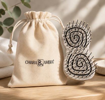 CHIARA AMBRA Mini Bio Haarbürste Stroh Beige Naturborsten Haarpflege Reise C2