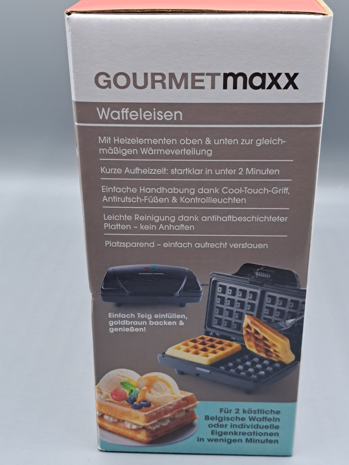 GOURMETmaxx Waffeleisen für 2 Belgische Waffeln – 750 W,...