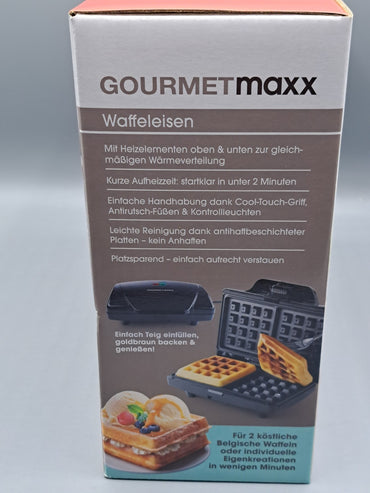 GOURMETmaxx Waffeleisen für 2 Belgische Waffeln – 750 W,...