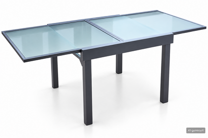 LOLA Ausziehtisch Gartentisch Aluminium Grau Wellenglas Terrasse 305260 HA6