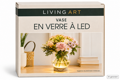 LIVING ART LED Glasvase 18cm Timer Dekovase Beleuchtet Glas Deko HA33