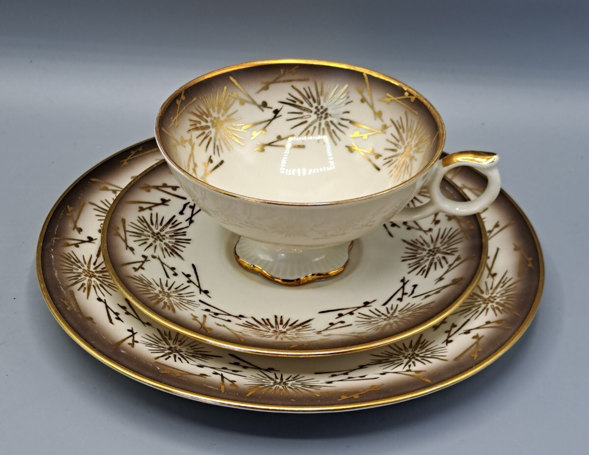 Bavaria Elfenbein Porzellan 1 Tasse Untertasse Teller Kaffee-Set Sammler