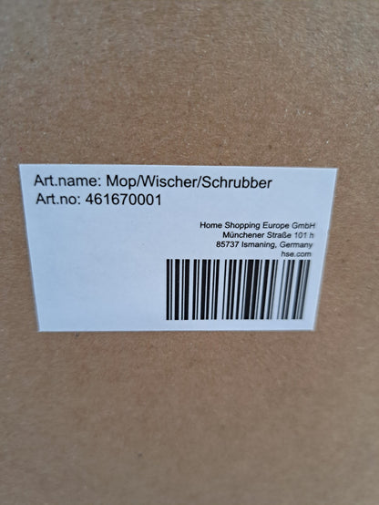 HSE Wischer Set Wischmop Schrubber Bodenwischer Eimer Pedal Mikrofaser Grau HA28