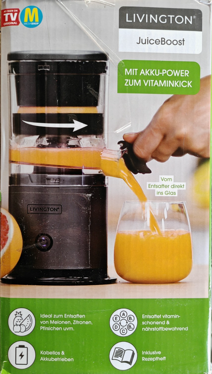 Livington JuiceBoost Akku Entsafter Kabellos Slow Juicer USB Saftpresse 160ml C3