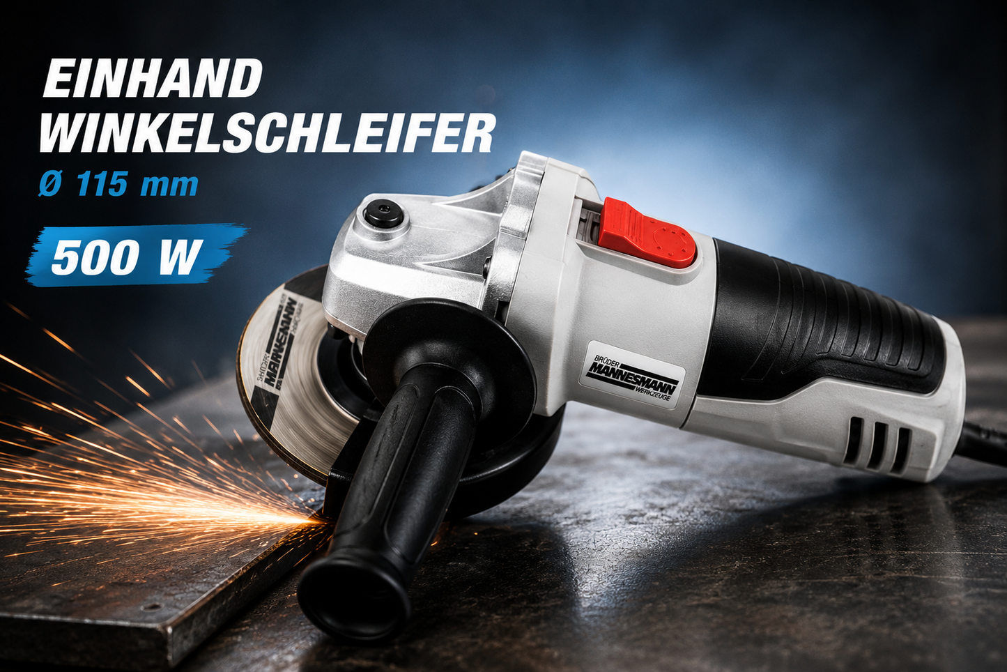 Brüder Mannesmann M12175 Einhand Winkelschleifer 115mm 500W Trennschleifer