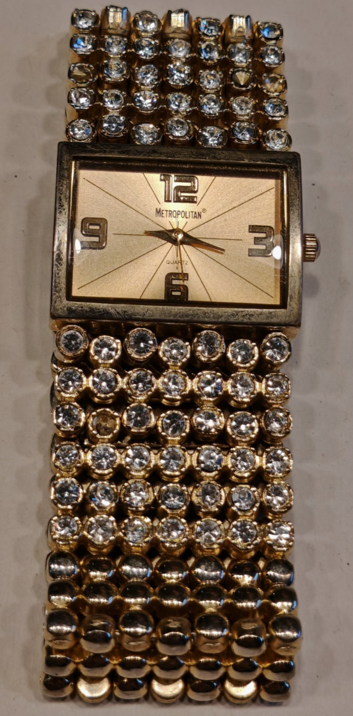 Metropolitan Damen-Quartz-Uhr CY973X Gold mit Diamantdetails & breitem Armband