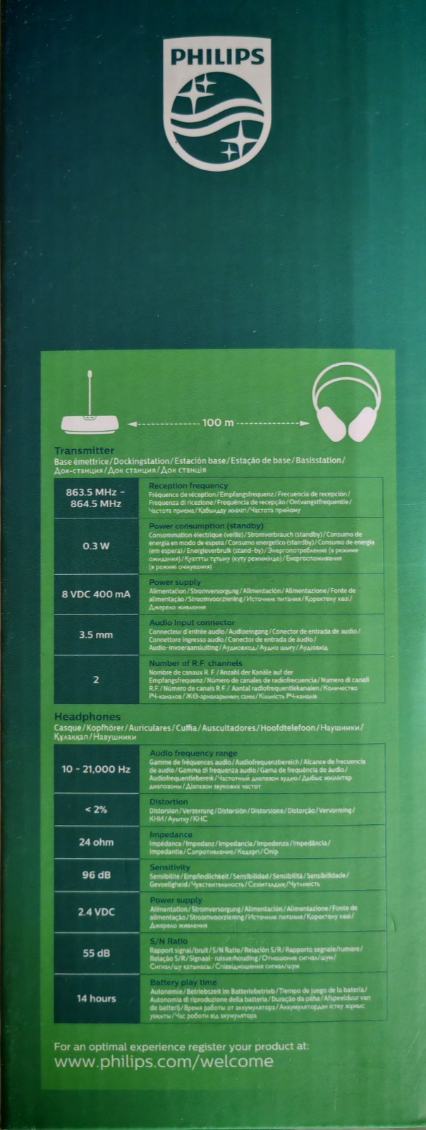 Philips SHC5200 Wireless TV Kopfhörer Funkkopfhörer kabellos Home Cinema A08