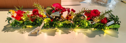 LED Tischgirlande 50 cm Rosen Marienkäfer Kunstblumen Tischdeko Lichterkette E7