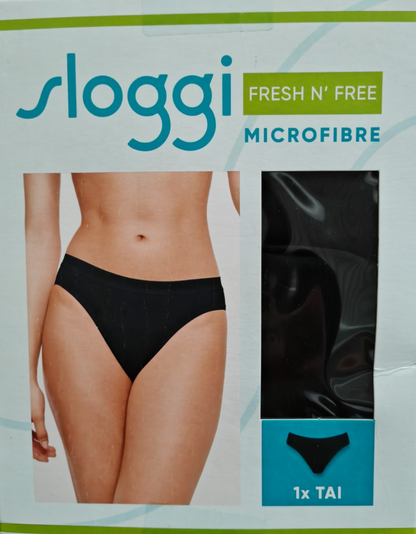 Sloggi Fresh N Free Damen Tai Slip Schwarz Microfaser 84% Polyamid 16% Elas. G3