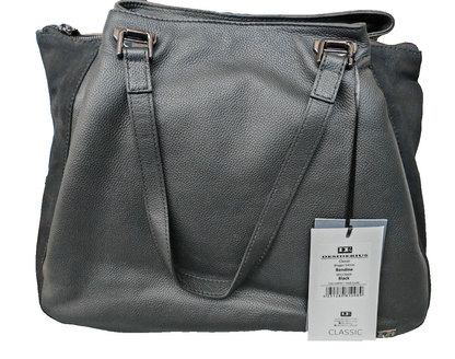 Desiderius Bendine Damen Ledertasche Schwarz Echtleder Shopper Handtasche H3