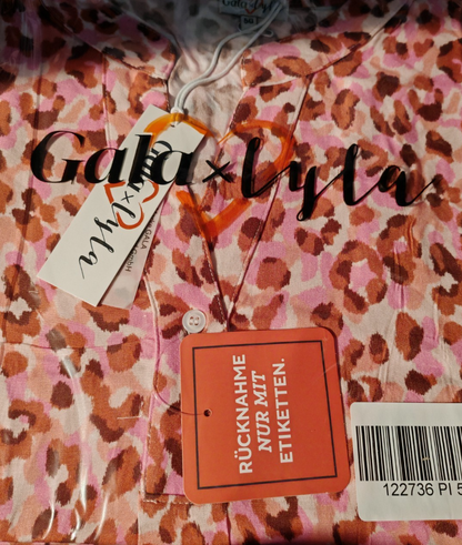 GALA loves LYLA Damen Kleid Leo Pink Rosa Langarm Knopfleiste Freizeit Gr. 50 D1