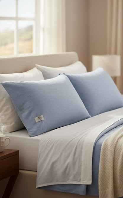 Amo LaCasa Flanell Kissen Hellblau 2 Stück 50x80cm Schlafkissen Bett