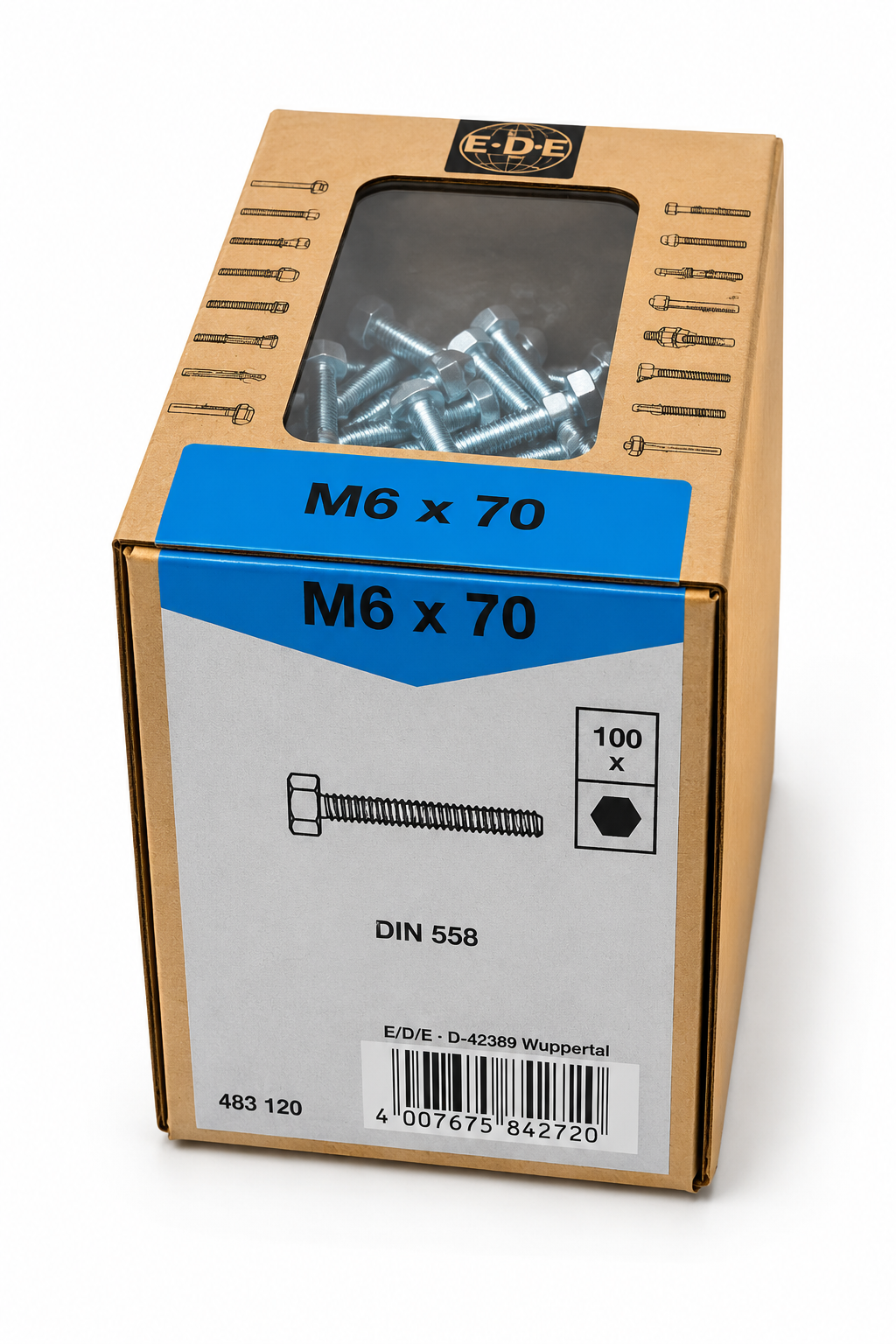 Lux Schlossschrauben verzinkt M6x70mm 100x Rundkopf metrisch Gewinde