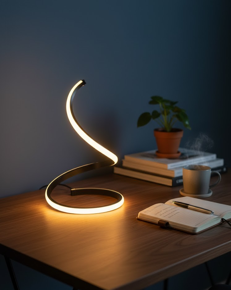 CASZON LED Design Tischleuchte Warmweiß Dimmbar Spirallampe 4,8W 18x18cm HA33