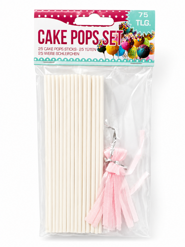 Cake Pops Set 75-teilig Backzubehör mit Sticks Tüten Schleifchen Backset DIY  B6