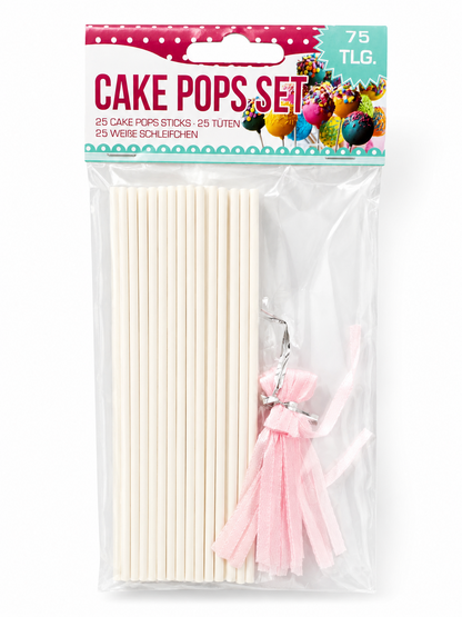 Cake Pops Set 75-teilig Backzubehör mit Sticks Tüten Schleifchen Backset DIY  B6