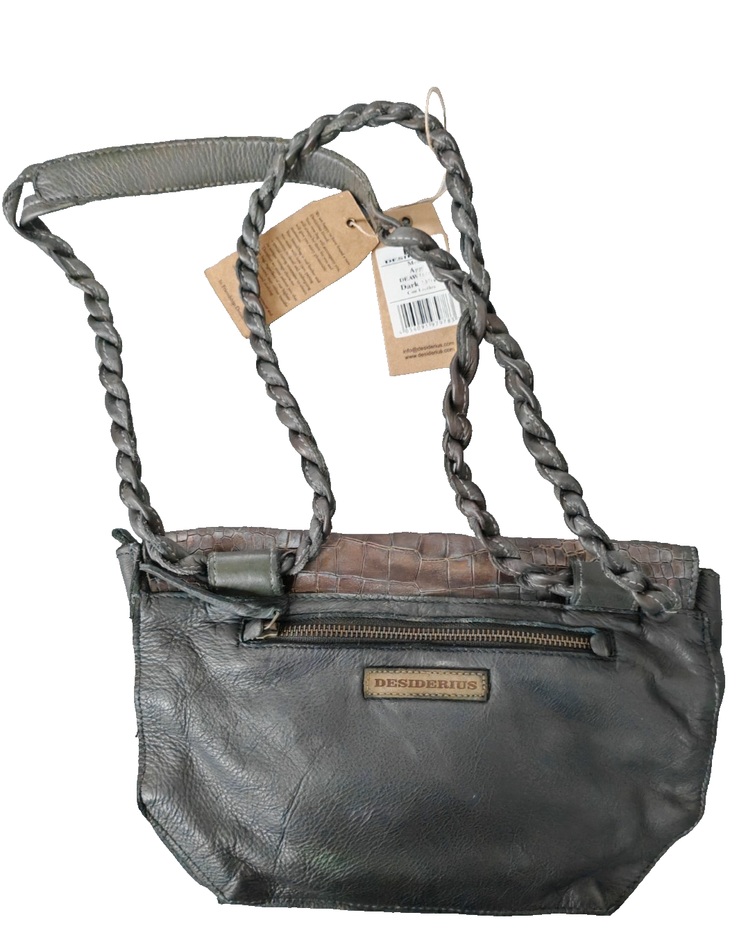 Desiderius Arpi Damen Ledertasche Dark Olive Rindsleder Schultertasche Nieten H3