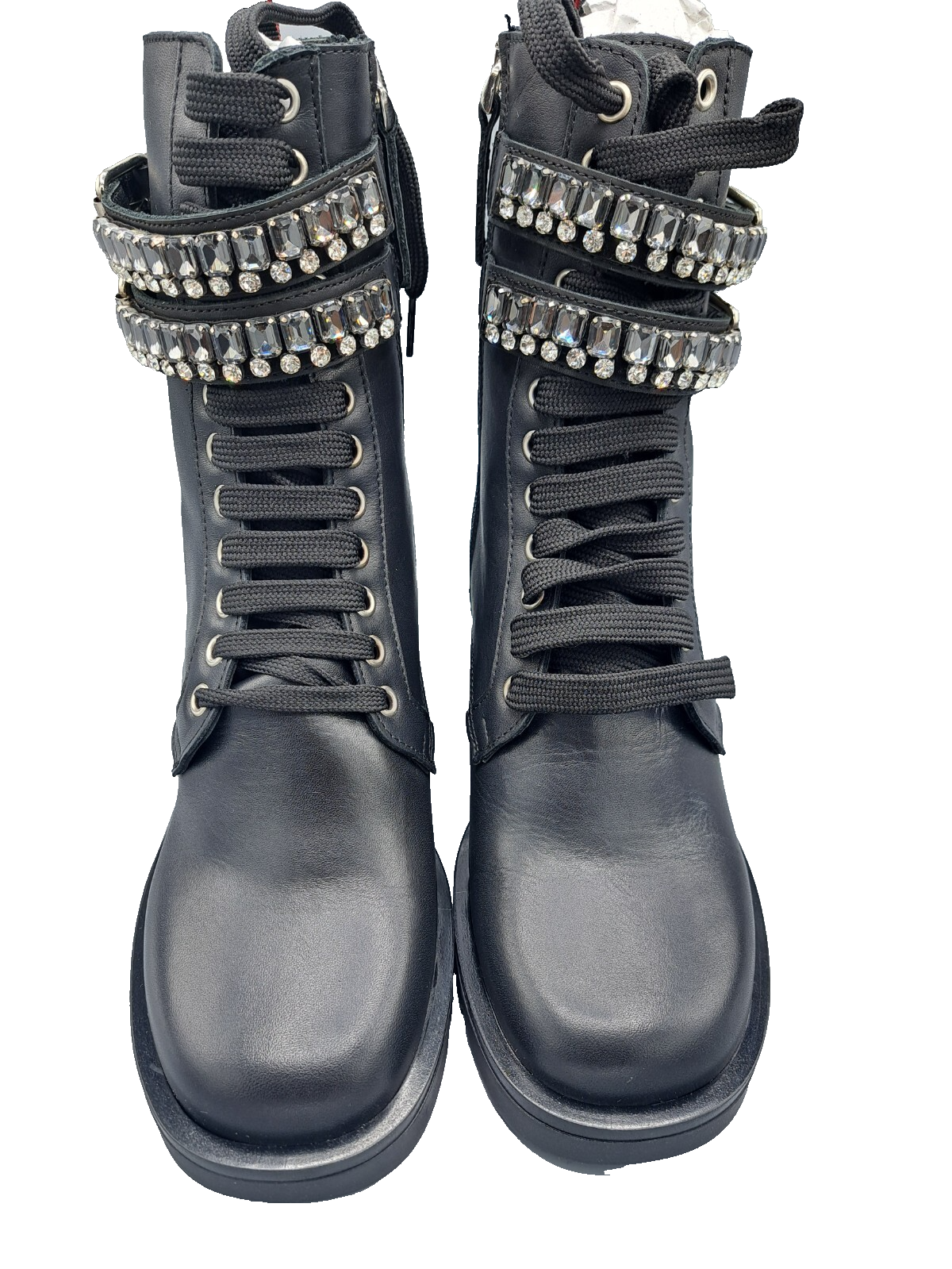 MAX&Co Deducono Damen Boots Leder Schwarz Strass Schnalle Stiefelette Gr. 36 G1