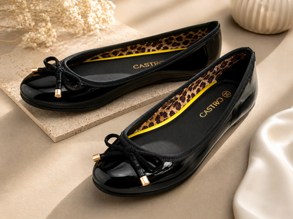 Castro Ballerinas Damen Schwarz Gr 36 Flats Slipper Schuhe elegant