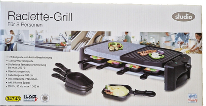Raclette Grill Studio für 8 Personen Elektrisch Tischgrill Partygrill E6