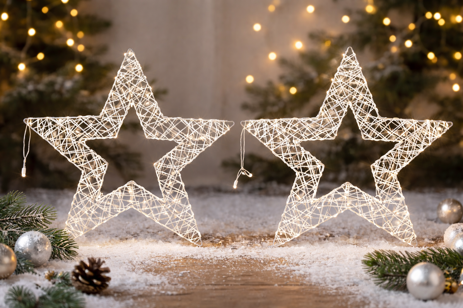 Geroma Deko Stern Weiß Silber ca. 26cm Weihnachtsstern Hängedeko Weihnachten H23