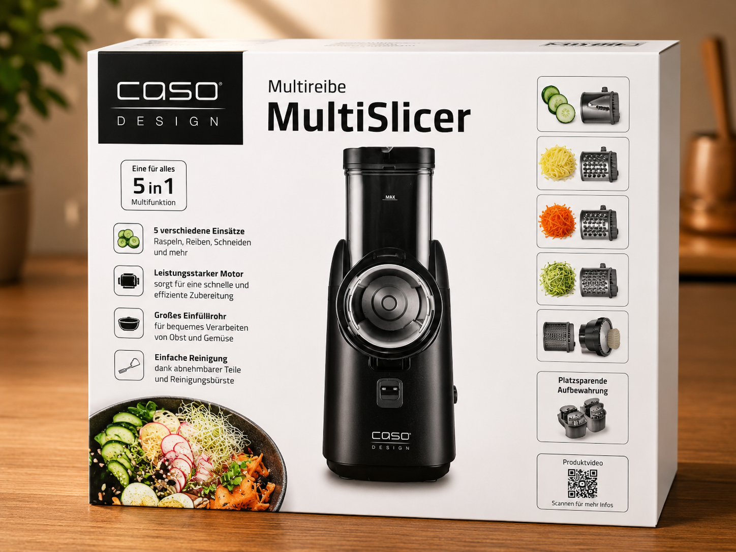 CASO MultiSlicer 5in1 Multireibe Elektrisch Gemüse Käse Reibe 80W Set B-03