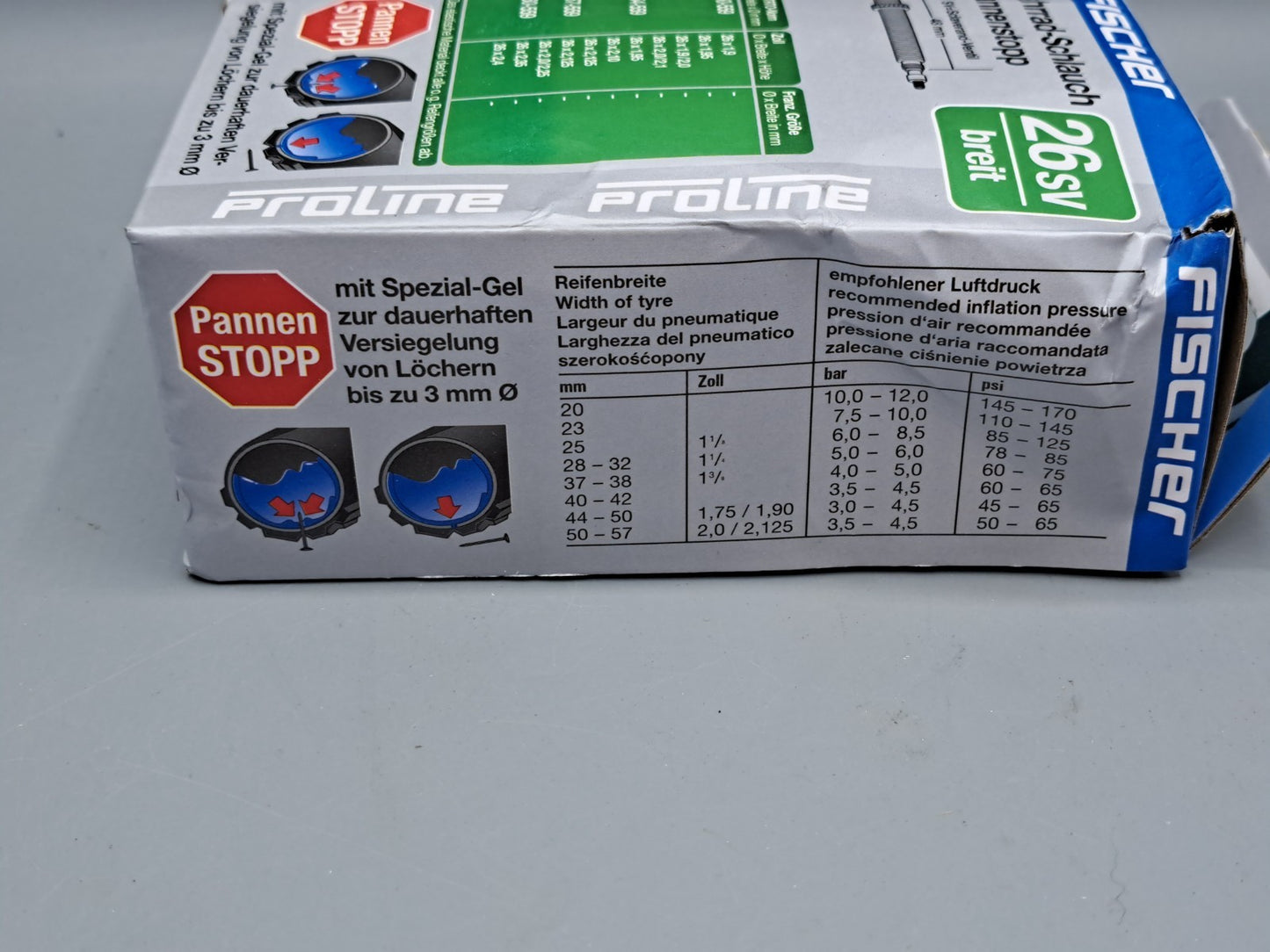 Fischer Fahrradschlauch Pannenstopp 26 sv breit