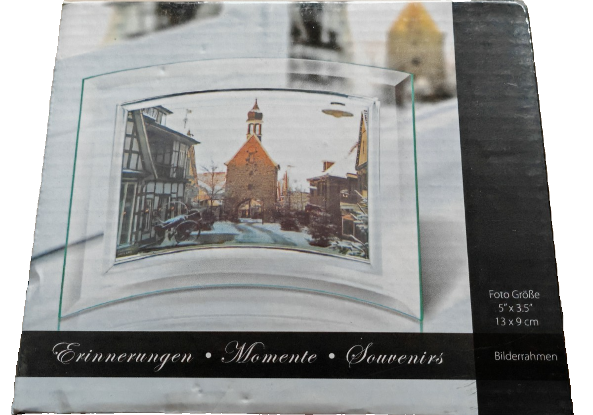 Bilderrahmen Glas 13x9 cm Fotorahmen geschwungen transparent Tischrahmen Deko E1