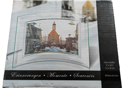 Bilderrahmen Glas 13x9 cm Fotorahmen geschwungen transparent Tischrahmen Deko E1