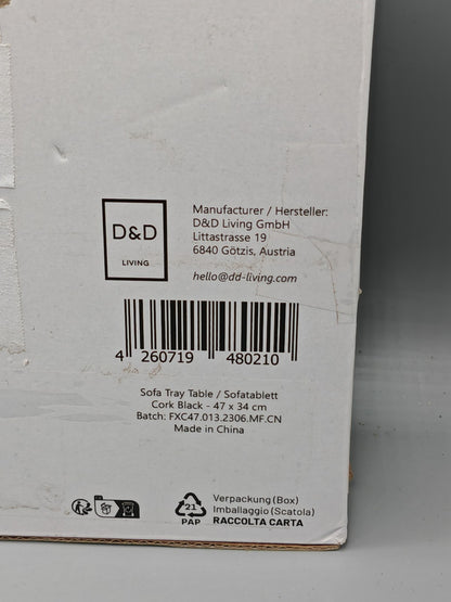 D&D Living® Sofatablett – Flexibler Couch-Armlehnen-Organizer, Schwarz